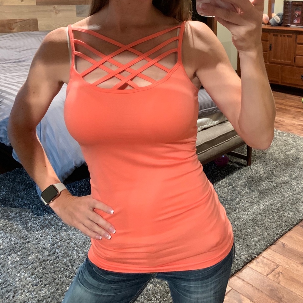 Cross cross tank in black or coral!!